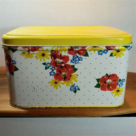 vintage metal bread box hinged lid|vintage metal tin bread box for sale .